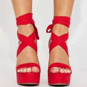 Plot twist red heels from Fashion Nova
